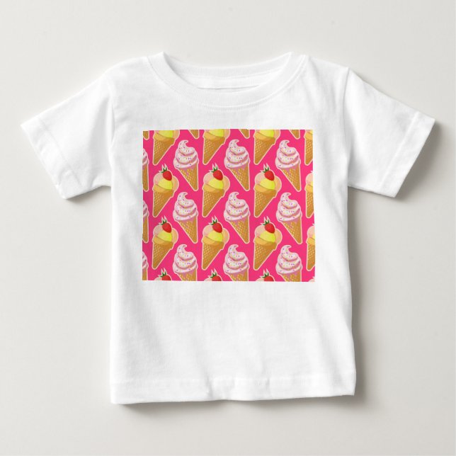 Kawaii rosa mönster med jordgubbsmassel t shirt (Framsida)