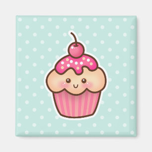 Kawaii rosa muffin och gullig Mintblåttpolka dots Magnet