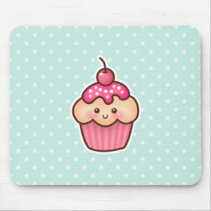 Kawaii rosa muffin och gullig Mintblåttpolka dots Musmatta