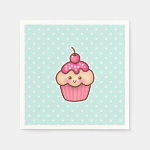 Kawaii rosa muffin och gullig Mintblåttpolka dots Pappersservett