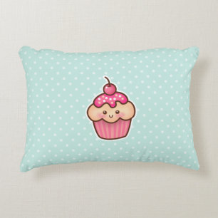 Kawaii rosa muffin och gullig Mintblåttpolka dots Prydnadskudde