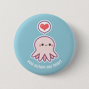 Kawaii Rosa Octopus Knapp