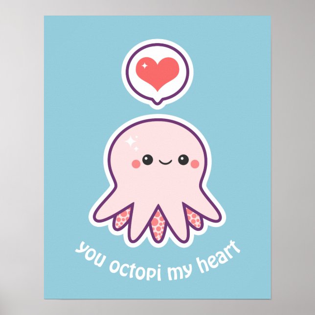 Kawaii Rosa Octopus Poster (Framsidan)
