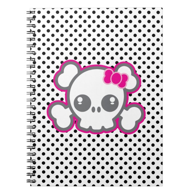 Kawaii Rosa Ribbon Skull-anteckningsbok Anteckningsbok (Framsidan)