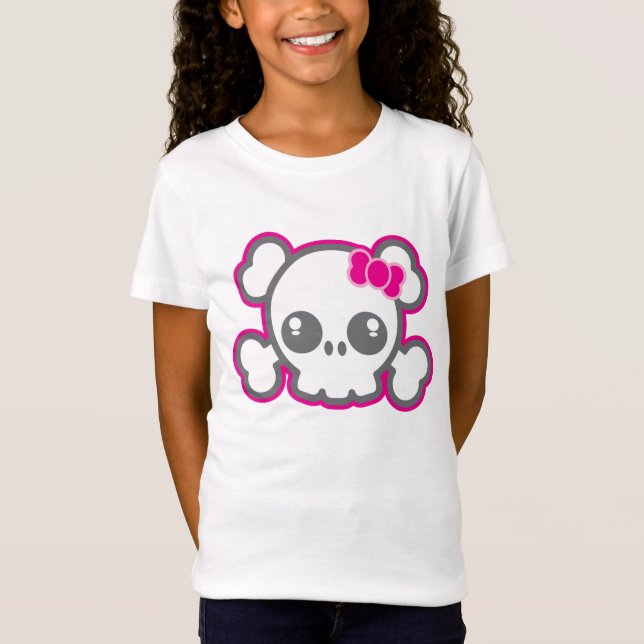 Kawaii Rosa Ribbon Skull Clothing T-shirt (Framsida)