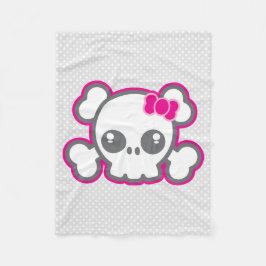 Kawaii Rosa Ribbon Skull Fleece Blanket