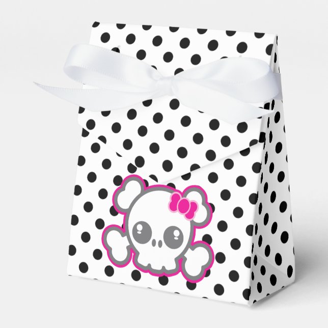 Kawaii Rosa Ribbon Skull Gift Box Presentaskar (Framsidan Sidan)
