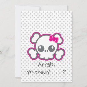 Kawaii Rosa Ribbon Skull Halloween fest Inbjudan