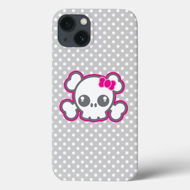 Kawaii Rosa Ribbon Skull iPad Case (Baksida)