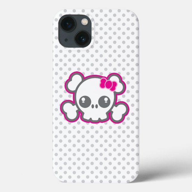 Kawaii Rosa Ribbon Skull iPad Case (Baksida)