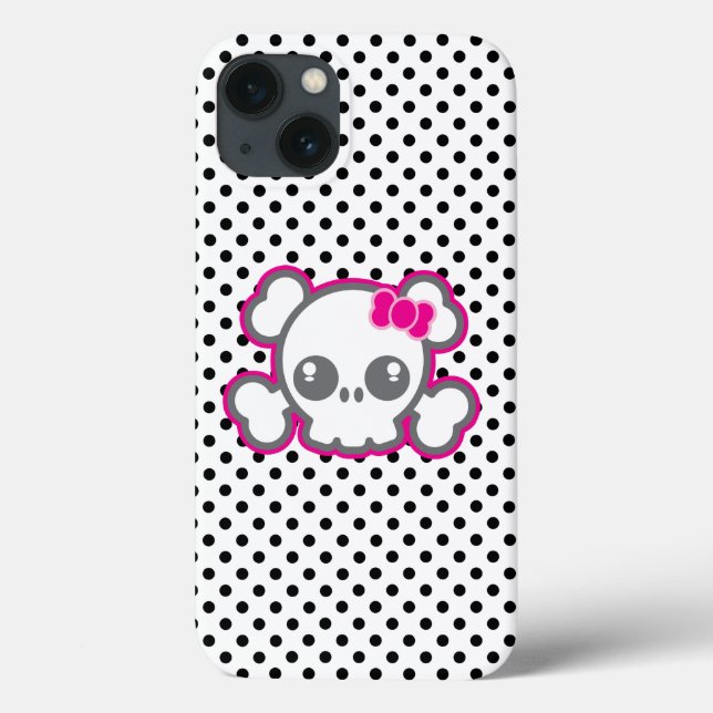 Kawaii Rosa Ribbon Skull iPad Case (Baksida)