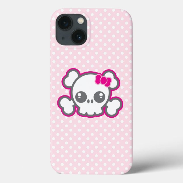 Kawaii Rosa Ribbon Skull iPad Case (Baksida)