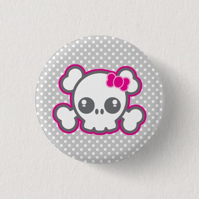Kawaii Rosa Ribbon Skull-knapp Knapp (Framsida)