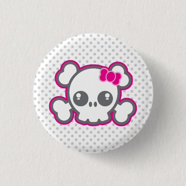 Kawaii Rosa Ribbon Skull-knapp Knapp (Framsida)
