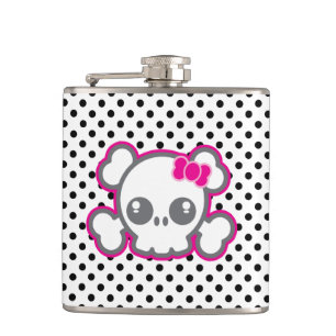 Kawaii Rosa Ribbon Skull-kolv Fickplunta