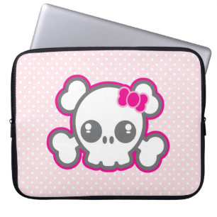 Kawaii Rosa Ribbon Skull Laptop sleeve
