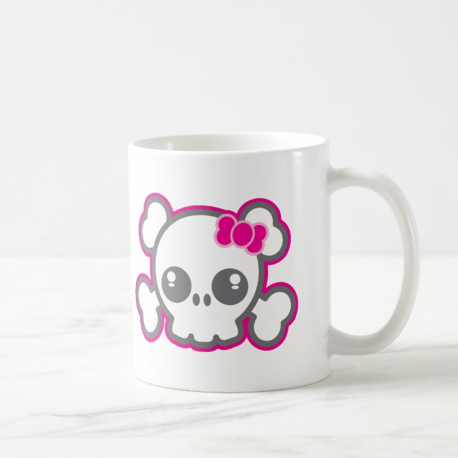 Kawaii Rosa Ribbon Skull Mugg (Höger)