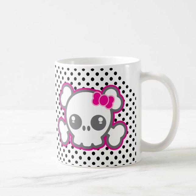 Kawaii Rosa Ribbon Skull Mugg (Höger)
