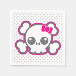 Kawaii Rosa Ribbon Skull Napkins Pappersservett
