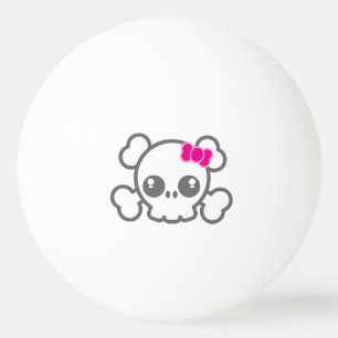 Kawaii Rosa Ribbon Skull Ping Pong Bollar
