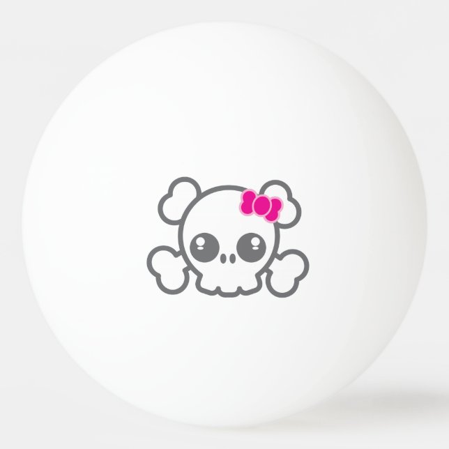 Kawaii Rosa Ribbon Skull Ping Pong Bollar (Baksidan)