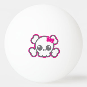 Kawaii Rosa Ribbon Skull Ping Pong Bollar