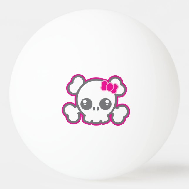 Kawaii Rosa Ribbon Skull Ping Pong Bollar (Baksidan)