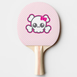 Kawaii Rosa Ribbon Skull Ping Pong Paddle Pingisracket