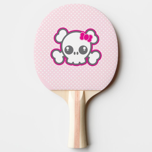 Kawaii Rosa Ribbon Skull Ping Pong Paddle Pingisracket (Baksidan)