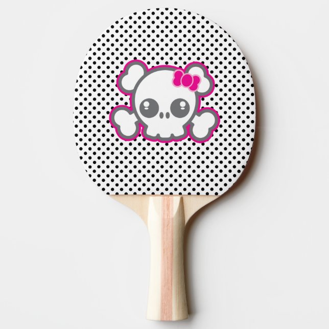 Kawaii Rosa Ribbon Skull Ping Pong Paddle Pingisracket (Baksidan)