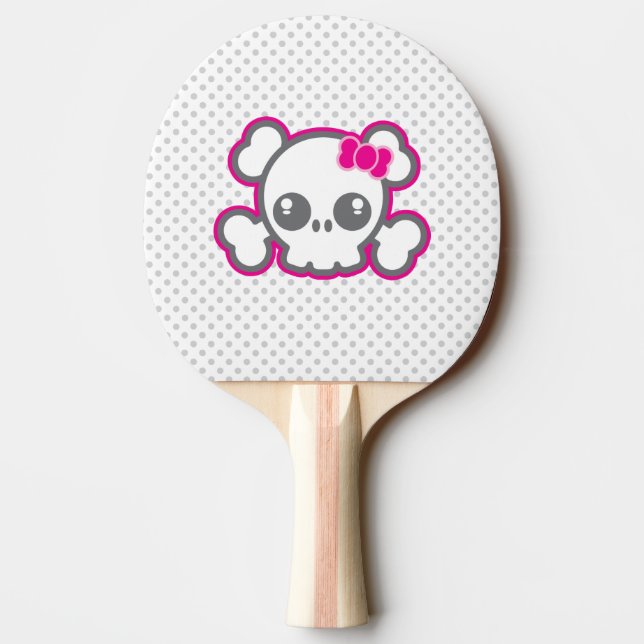 Kawaii Rosa Ribbon Skull Ping Pong Paddle Pingisracket (Baksidan)