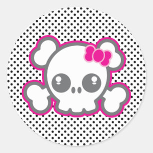 Kawaii Rosa Ribbon Skull Stickers Runt Klistermärke