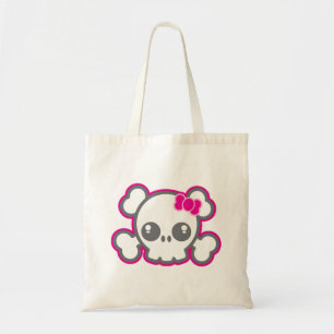 Kawaii Rosa Ribbon Skull Tote Bag Tygkasse