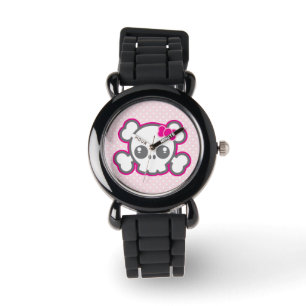 Kawaii Rosa Ribbon Skull Watch Armbandsur