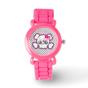 Kawaii Rosa Ribbon Skull Watch Armbandsur