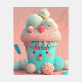 Kawaii rosa söt glass kopp dörrskylt fleecefilt