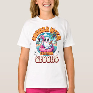 Kawaii Rosa Spökflamingo Flotte Summerween Spöke T Shirt