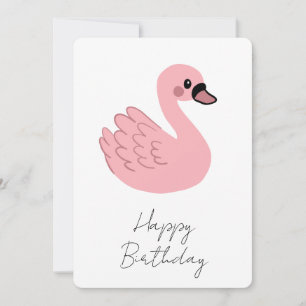 Kawaii Rosa Svan - Cute Tecknad Animal Design Inbjudningar
