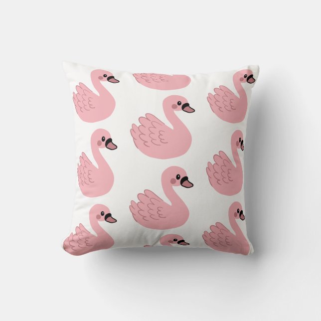Kawaii Rosa Svan - Cute Tecknad Animal Design Kudde (Framsida)