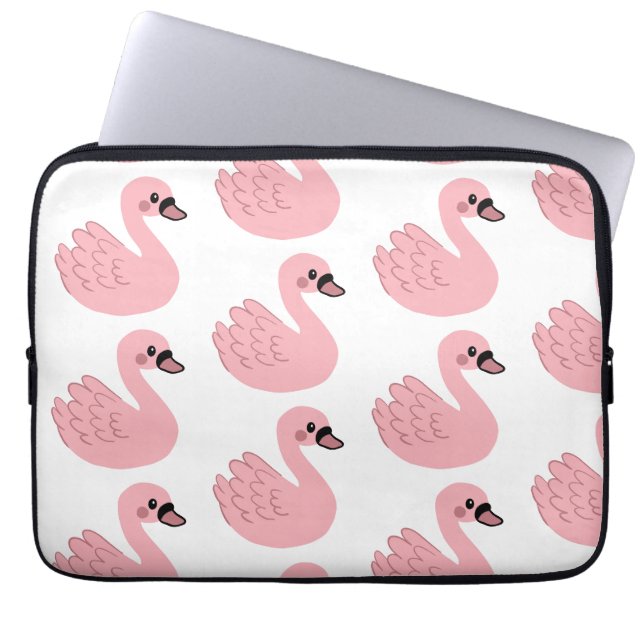 Kawaii Rosa Svan - Cute Tecknad Animal Design Laptop Fodral (Framsidan)