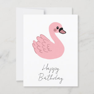 Kawaii Rosa Svan - Cute Tecknad Animal Design Vykort