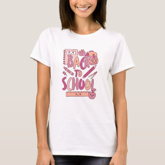 Kawaii Rosa Tillbaka Till Skolan Söt Utbildning St T Shirt