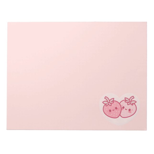 Kawaii Rosa Valentines Strawbär Anteckningsblock (Framsida)