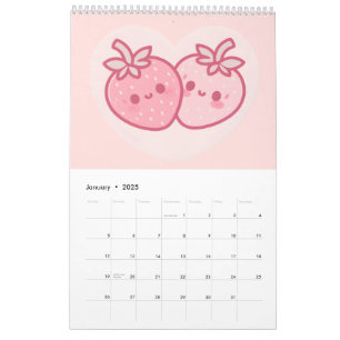 Kawaii Rosa Valentines Strawbär Kalender