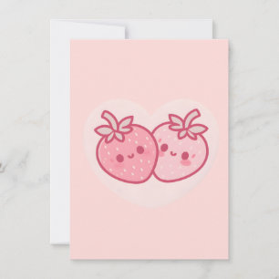 Kawaii Rosa Valentines Strawbär Tack Kort