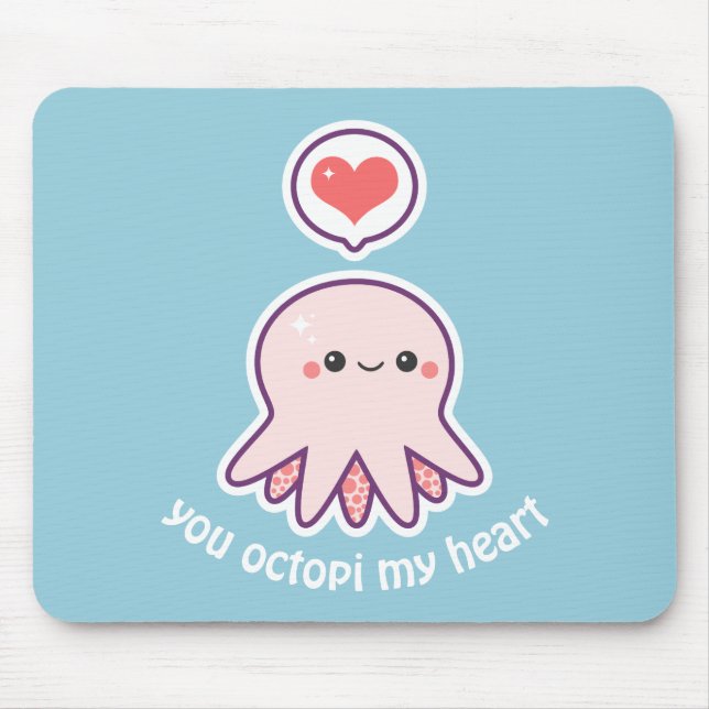 Kawaii rosabläckfisk musmatta (Framsidan)