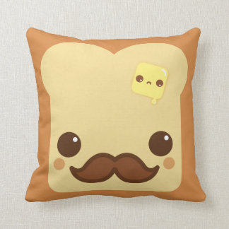 Kawaii rostat bröd med mustasch och gulligt smör kudde