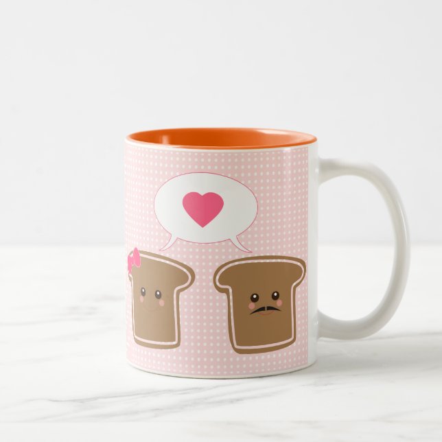 Kawaii rostat brödkärlek Två-Tonad mugg (Höger)