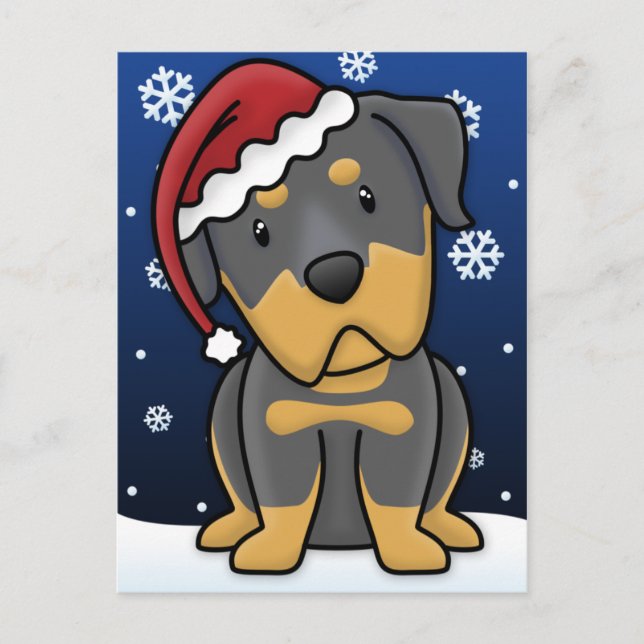 Kawaii Rottweiler julvykort Helg Vykort (Framsida)