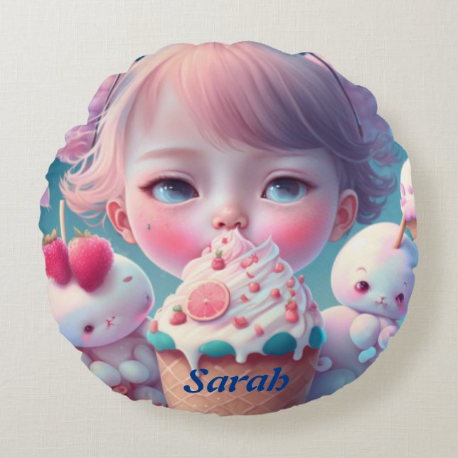 Kawaii Rund Kudde (Framsidan)